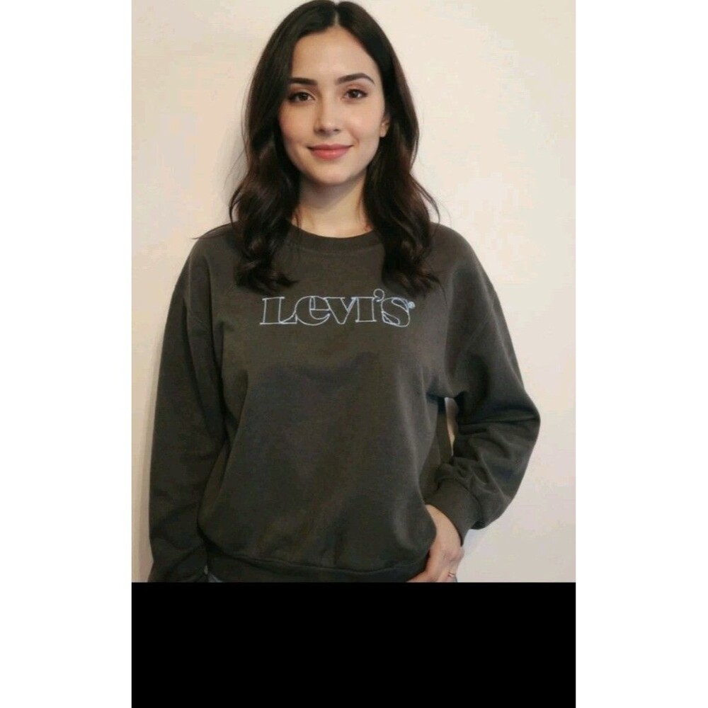 Levi's Sweatshirt Cropped Pullover Black & Blue Women's Plus Size 3X NWT $49